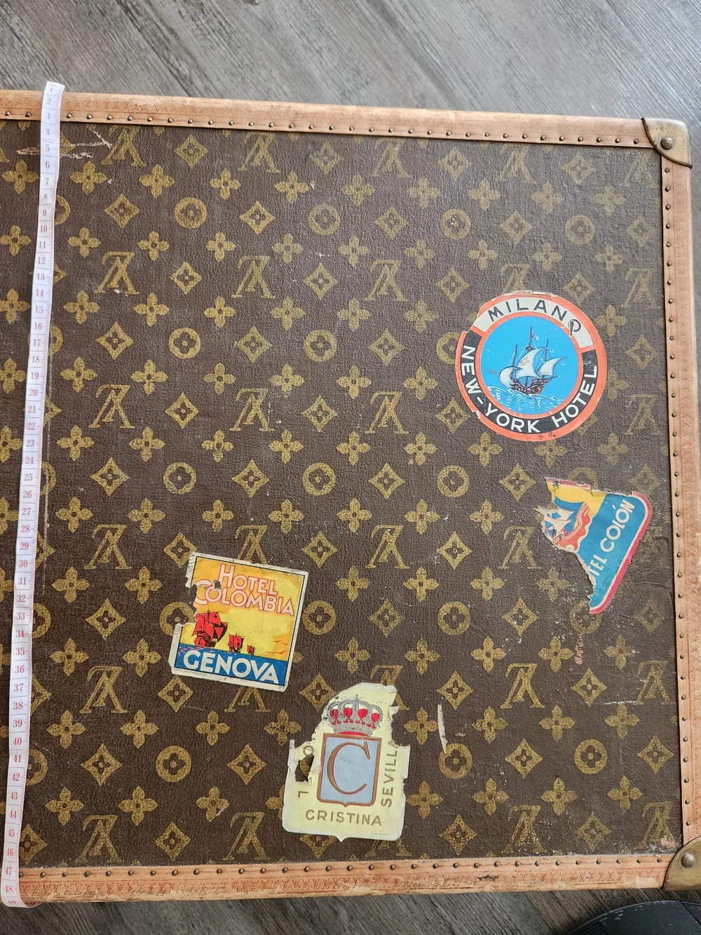 Louis Vuitton Brown Monogram Travel Trunk Panel with Gold Motif